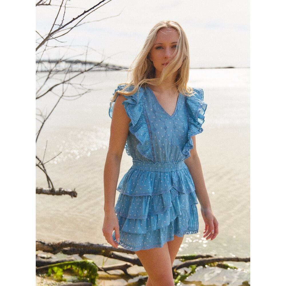 LoveShackFancy Blue Corelli Dress Large